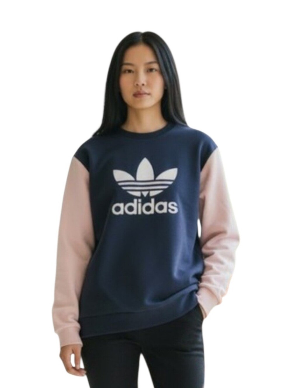 adidas Navy Crewneck Sweatshirt with White Trefoil Logo